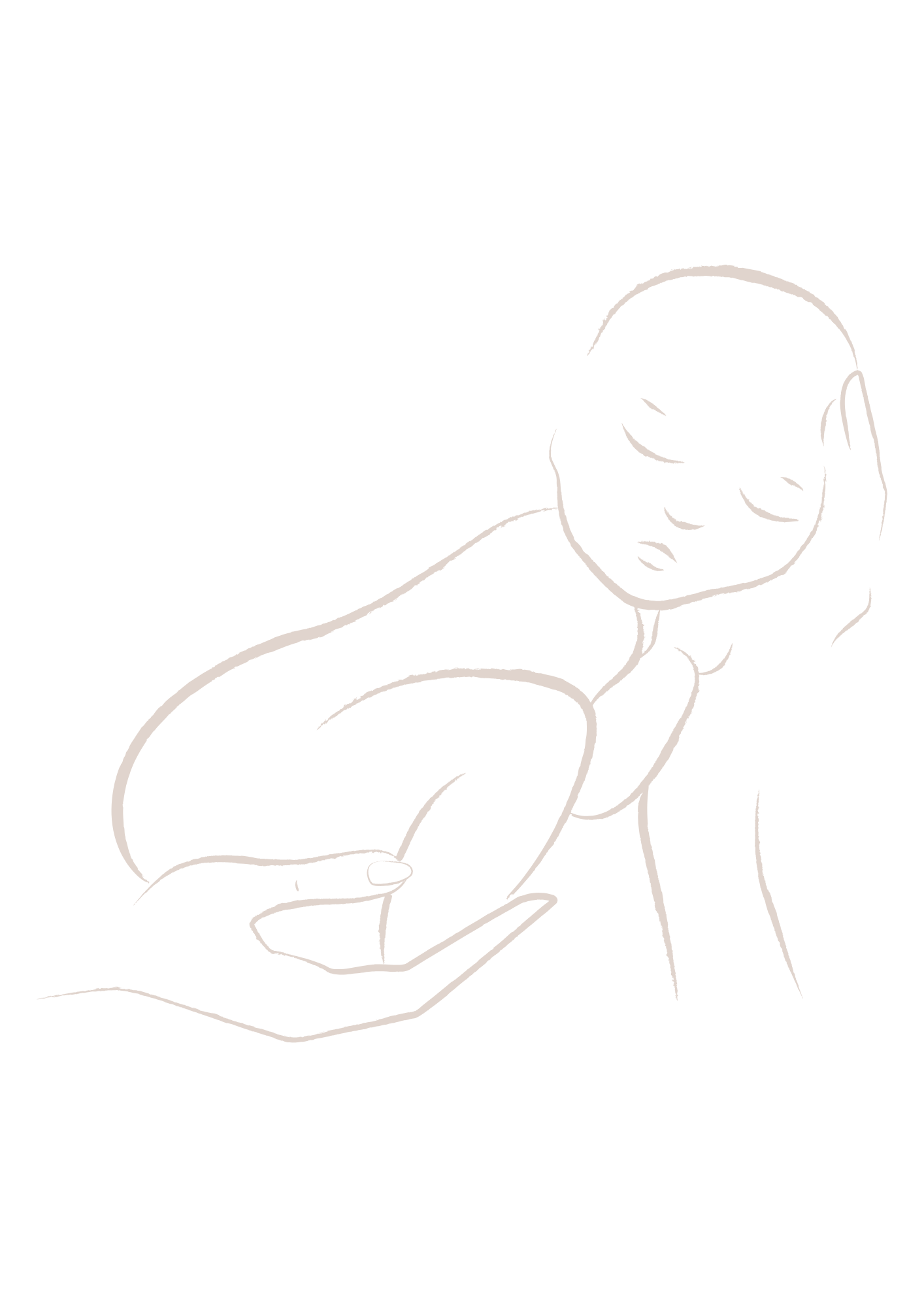 Lijntekening Baby - Voor op geboortekaartje